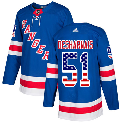 Adidas Rangers #51 David Desharnais Royal Blue Home Authentic USA Flag Stitched NHL Jersey